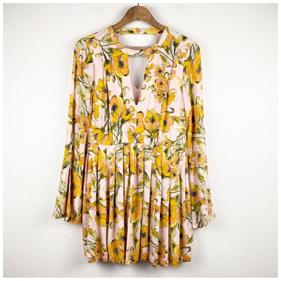 Free People Tegan Printed Floral Pleated Dress‎ Size 4 - Picture 3 of 12